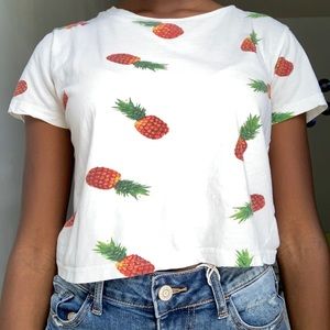 Slightly cropped pineapple white tee
